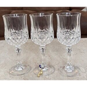 3- Timeless Cristal d'Arques-Durand Longchamp Crystal Wine Goblets 6.25" France